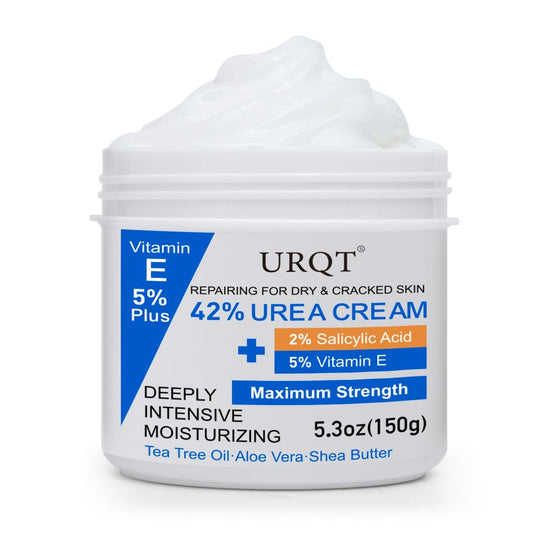 42% Urea Creme für trockene & rissige Haut - Fuß- & Handcreme mit 2% Salicylsäure, 5% Vitamin E, Teebaumöl, Aloe Vera, Sheabutter - Feuchtigkeitsspender & Hautreparaturcreme für Füße, maximale Stärke