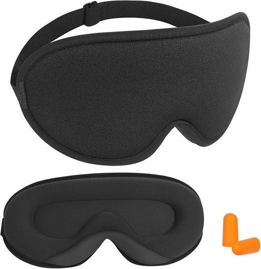 ANPKEC Schlafmaske, 3D konturierte Schlafmaske, 99% Lichtblockierung, Null Augendruck, verstellbares Band für Männer und Frauen, für Schlaf, Yoga, Reisen (Schwarz)