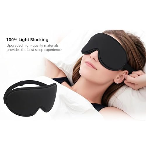ANPKEC Schlafmaske, 3D konturierte Schlafmaske, 99% Lichtblockierung, Null Augendruck, verstellbares Band für Männer und Frauen, für Schlaf, Yoga, Reisen (Schwarz)