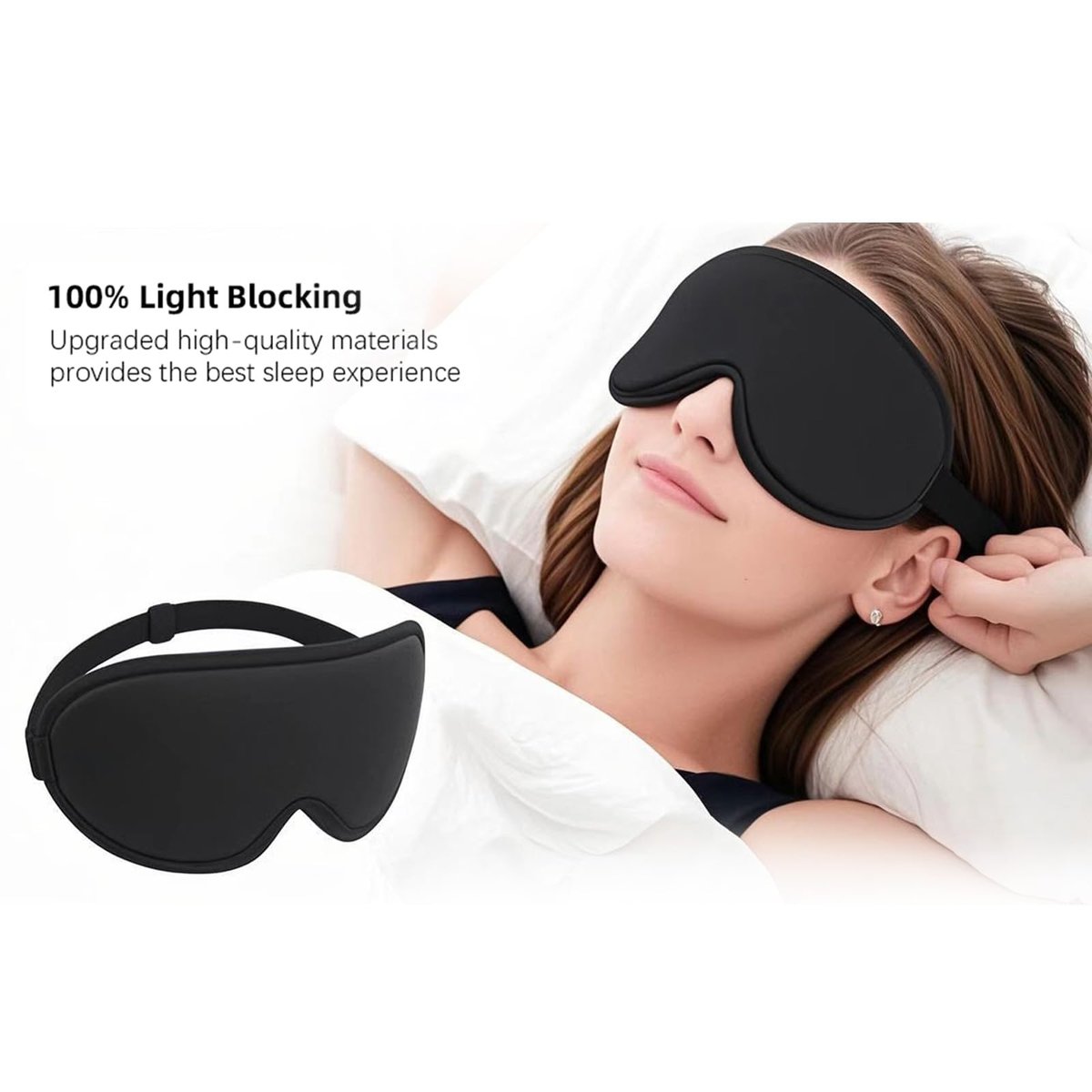 ANPKEC Schlafmaske, 3D konturierte Schlafmaske, 99% Lichtblockierung, Null Augendruck, verstellbares Band für Männer und Frauen, für Schlaf, Yoga, Reisen (Schwarz)