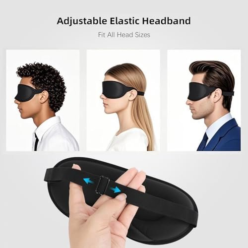 ANPKEC Schlafmaske, 3D konturierte Schlafmaske, 99% Lichtblockierung, Null Augendruck, verstellbares Band für Männer und Frauen, für Schlaf, Yoga, Reisen (Schwarz)