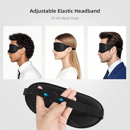 ANPKEC Schlafmaske, 3D konturierte Schlafmaske, 99% Lichtblockierung, Null Augendruck, verstellbares Band für Männer und Frauen, für Schlaf, Yoga, Reisen (Schwarz)