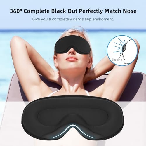 ANPKEC Schlafmaske, 3D konturierte Schlafmaske, 99% Lichtblockierung, Null Augendruck, verstellbares Band für Männer und Frauen, für Schlaf, Yoga, Reisen (Schwarz)