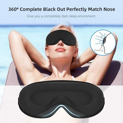 ANPKEC Schlafmaske, 3D konturierte Schlafmaske, 99% Lichtblockierung, Null Augendruck, verstellbares Band für Männer und Frauen, für Schlaf, Yoga, Reisen (Schwarz)
