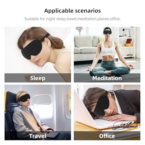 ANPKEC Schlafmaske, 3D konturierte Schlafmaske, 99% Lichtblockierung, Null Augendruck, verstellbares Band für Männer und Frauen, für Schlaf, Yoga, Reisen (Schwarz)