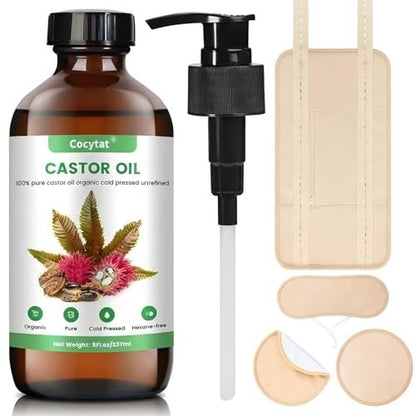 Rizinusöl-Wickel-Set zur ganzheitlichen Wellness-Förderung – Wiederverwendbare Bio-Rizinusöl-Packs mit weichem Baumwollfutter für Bauch, Nacken und Brust – Einfach anzuwenden