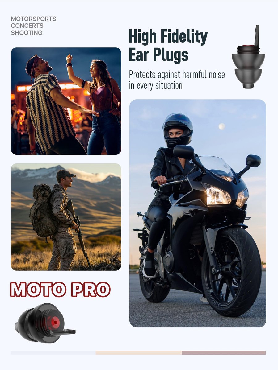 Motorrad Ohrstöpsel gegen Windgeräusche – 25 dB Lärmminderung, klare Kommunikation, bequem unter dem Helm, wiederverwendbare Silikon-Ohrstöpsel für Motorrad, Touren, Rennen, Schießen