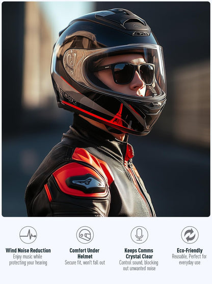 Motorrad Ohrstöpsel gegen Windgeräusche – 25 dB Lärmminderung, klare Kommunikation, bequem unter dem Helm, wiederverwendbare Silikon-Ohrstöpsel für Motorrad, Touren, Rennen, Schießen