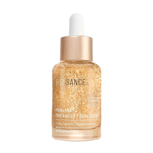 Biossance Squalane + Firm & Lift Dual Serum – Gesichtsserum für reifere Haut – Strafft & Hydratisiert – Reduziert Falten – Hyaluronsäure, Squalan, Ectoin, Gravetye Giant & Bisabolol – 30 ml