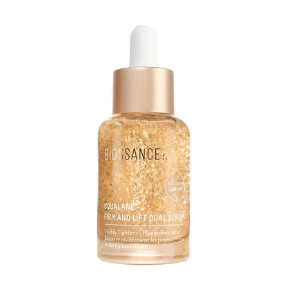 Biossance Squalane + Firm & Lift Dual Serum – Gesichtsserum für reifere Haut – Strafft & Hydratisiert – Reduziert Falten – Hyaluronsäure, Squalan, Ectoin, Gravetye Giant & Bisabolol – 30 ml