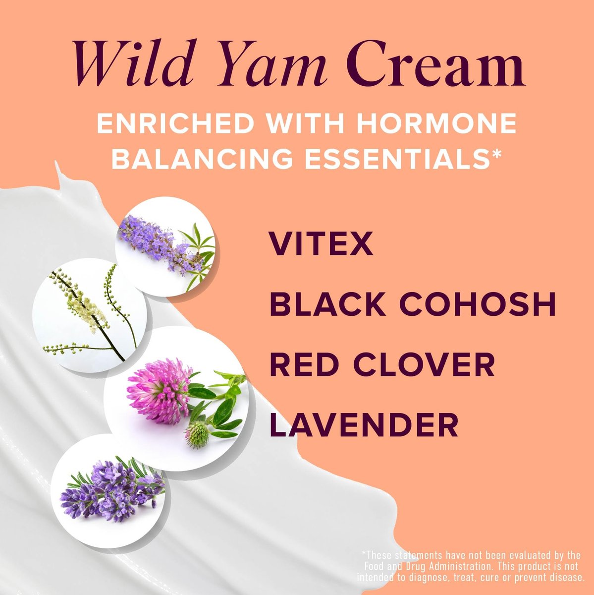 Wild Yam Creme für Hormonbalance | 3450mg Wild Yam zur Unterstützung der Wechseljahre & PMS | Angereichert mit Vitex, Traubensilberkerze, Lavendel & mehr | Östrogen- & Progesteronfreie Ausgleichscreme | 4 Unzen