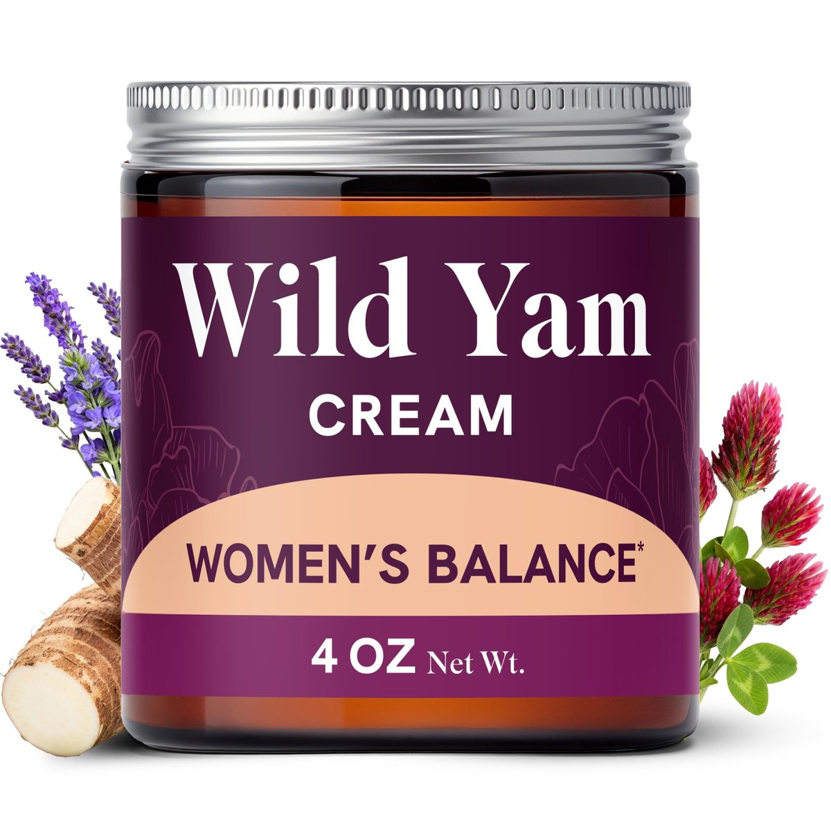 Wild Yam Creme für Hormonbalance | 3450mg Wild Yam zur Unterstützung der Wechseljahre & PMS | Angereichert mit Vitex, Traubensilberkerze, Lavendel & mehr | Östrogen- & Progesteronfreie Ausgleichscreme | 4 Unzen