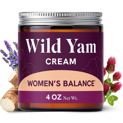 Wild Yam Creme für Hormonbalance | 3450mg Wild Yam zur Unterstützung der Wechseljahre & PMS | Angereichert mit Vitex, Traubensilberkerze, Lavendel & mehr | Östrogen- & Progesteronfreie Ausgleichscreme | 4 Unzen