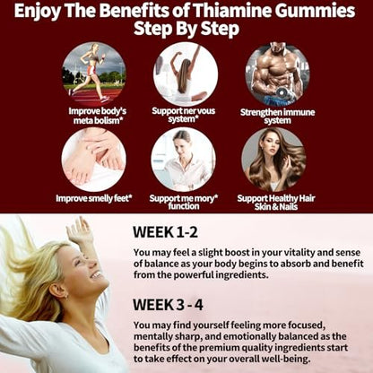 OALSE Thiamin Vitamin B1 Gummis – 500g vegane, zuckerfreie Thiamin-Ergänzung mit natürlichem Beerenmix-Geschmack für Erwachsene und Kinder (60 Stück) Fokus-Supplement
