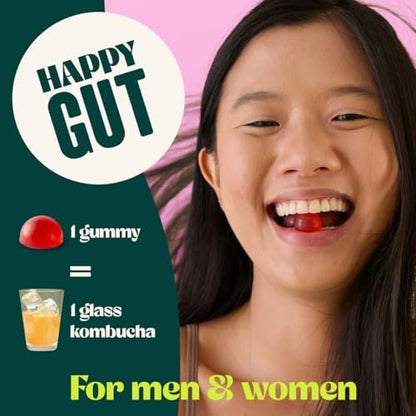 BoochBod Probiotische Kombucha Gummis – Präbiotika, Probiotika, Postbiotika, Ballaststoffe, Ulme, Löwenzahnwurzel, MCT-Öl – gegen Blähungen und für die Darmgesundheit – Probiotika für Frauen und Männer