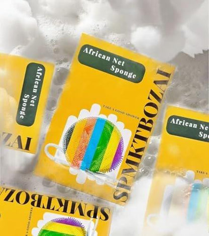 SPMKTBOZAI African Net Sponge Authentisch – 2 Stück Afrikanischer Peeling-Schwamm, echter Net-Schwamm für die Dusche, Rückenbürste für die Reinigung (Lila, Rosenrot)