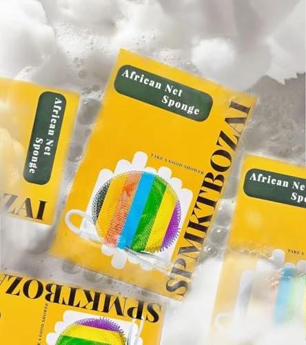 SPMKTBOZAI African Net Sponge Authentisch – 2 Stück Afrikanischer Peeling-Schwamm, echter Net-Schwamm für die Dusche, Rückenbürste für die Reinigung (Lila, Rosenrot)