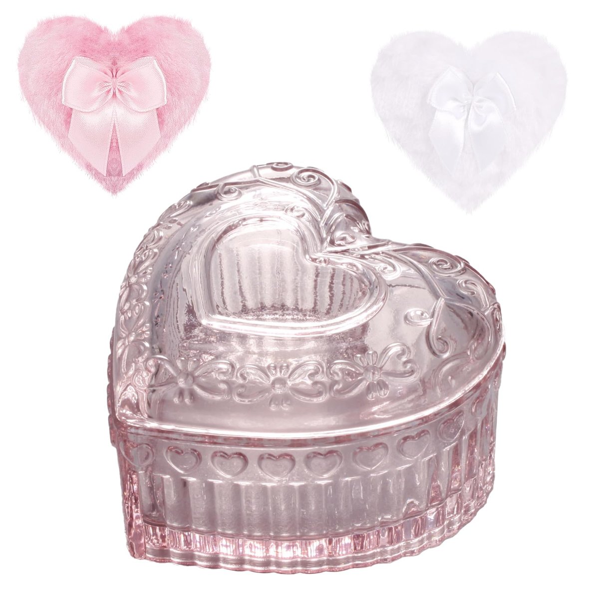 Gsteng Großer Puderquasten-Behälter aus Kristallklarem Glas mit Waschbarer Samt-Puderquaste für Körper und Gesicht, Nachfüllbar, Feucht und Trocken Anwendbar