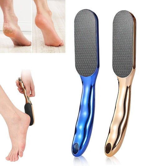2er-Pack Hartnäckiger Hornhautentferner Nano-Glas Fußfeile, Nano-Glas Fußfeile mit rutschfestem ergonomischen Griff, Professionelles Fußpflegewerkzeug (Gold+Blau)