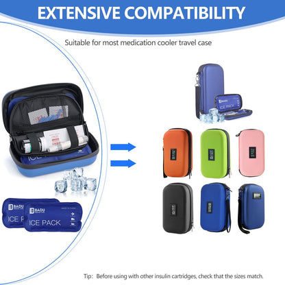 Kühlpads für Insulin-Reisekühltasche, 2er-Pack (120g*2), TSA-zugelassene wiederverwendbare Kühlpacks, Kälteerhalt 8-12 Stunden, geeignet für die meisten Medikamentenkühltaschen (2)