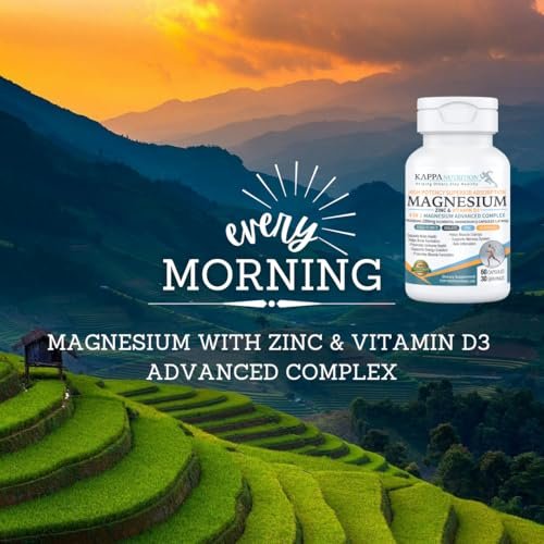 Kappa Nutrition Magnesium 4-in-1, 280 mg elementares Magnesium (Bisglycinat, Malat) + Zink & Vitamin D3, Gehirn, Schlaf, Energie, Muskeln, Immunsystem, 60 vegane Kapseln