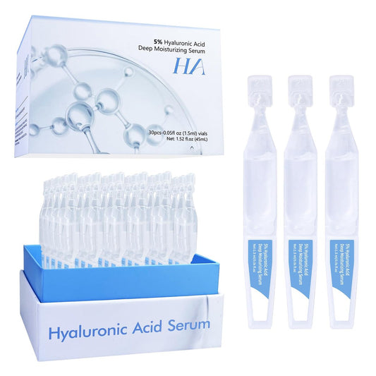 5% Hyaluronsäure Serum Ultra Feuchtigkeitsspendend & Elastische Haut – Wake Nature Perfection Hyaluronsäure – Anti-Aging Serum für das Gesicht in Einzeldosen – Repariert empfindliche Haut (1,5 ml x 30)