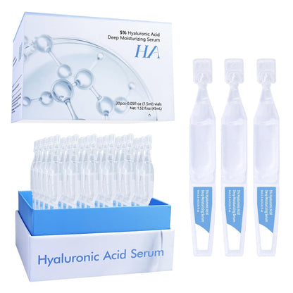 5% Hyaluronsäure Serum Ultra Feuchtigkeitsspendend & Elastische Haut – Wake Nature Perfection Hyaluronsäure – Anti-Aging Serum für das Gesicht in Einzeldosen – Repariert empfindliche Haut (1,5 ml x 30)