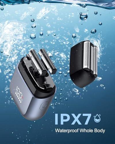 WALUMEN Folienrasierer für Männer, Mini-Elektrorasierer für eine gründliche Rasur mit 3 hochgeschwindigkeits-schwebenden Scherköpfen, USB-C schnell wiederaufladbar, IPX7 wasserdicht, nass/trocken, Reisesperre, LED-Anzeige
