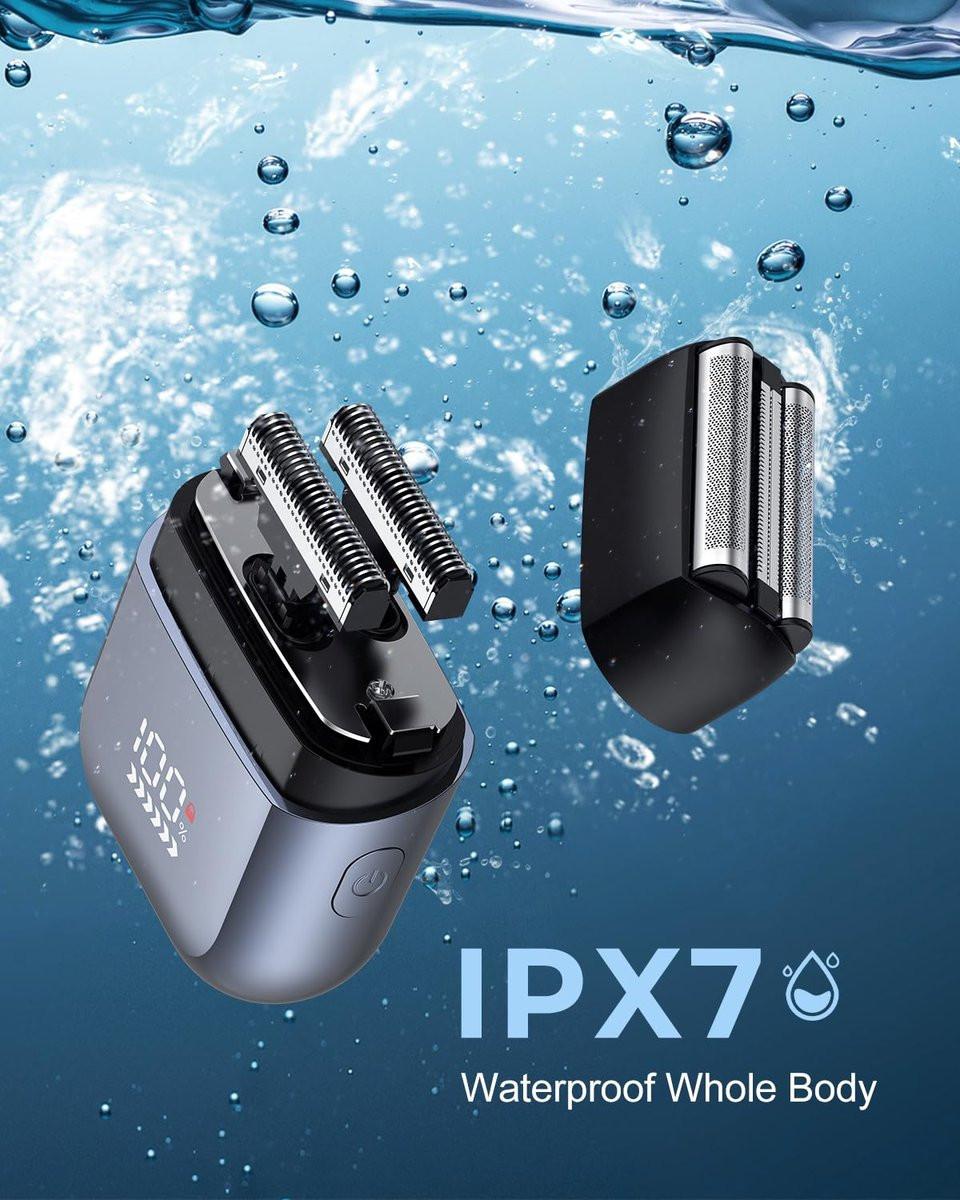 WALUMEN Folienrasierer für Männer, Mini-Elektrorasierer für eine gründliche Rasur mit 3 hochgeschwindigkeits-schwebenden Scherköpfen, USB-C schnell wiederaufladbar, IPX7 wasserdicht, nass/trocken, Reisesperre, LED-Anzeige