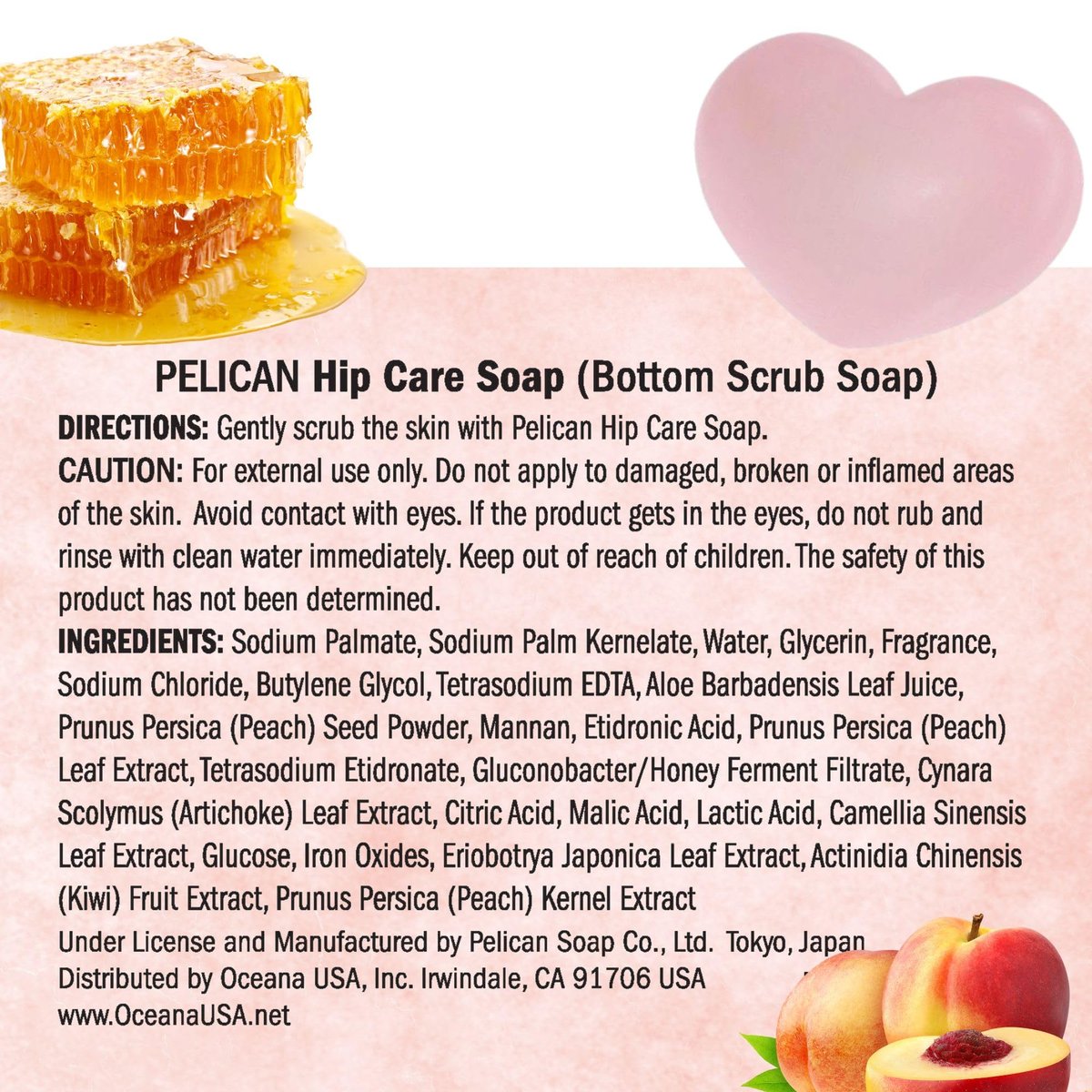 PELICAN SOAP Peeling-Seife für empfindliche Haut – Exfolierende Seife mit Aloe Vera & Jojobaöl, hydratisierend, japanische Hautpflege, 2,8 oz, 3er-Pack Pfirsich