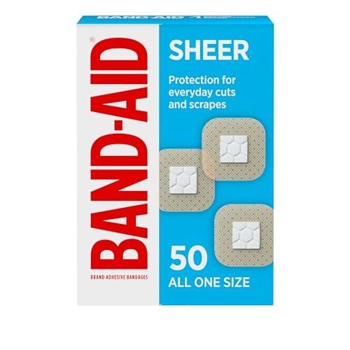 BAND-AID Brand Sheer Spots Kleine Pflaster, hautfarben, steril, einzeln verpackt, für kleine Schnitte und Schrammen, 50 Stück