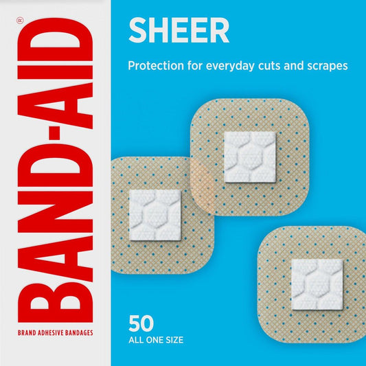 BAND-AID Brand Sheer Spots Kleine Pflaster, hautfarben, steril, einzeln verpackt, für kleine Schnitte und Schrammen, 50 Stück