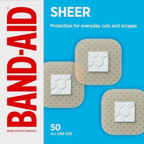 BAND-AID Brand Sheer Spots Kleine Pflaster, hautfarben, steril, einzeln verpackt, für kleine Schnitte und Schrammen, 50 Stück