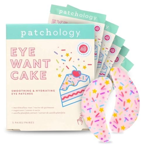 Patchology Eye Want Cake Hydrating & Smoothing Eye Patches – Under Eye Masken gegen Schwellungen, dunkle Augenringe und feine Linien – Geburtstagskuchen-inspirierte Self-Care Essentials, 5er-Pack