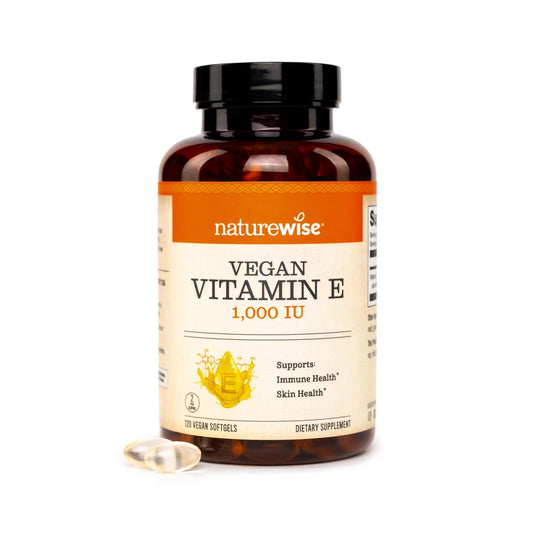 NatureWise Vitamin E 1000 IE Weichkapseln (450 mg dL-Alpha) - Vegan, glutenfrei, sojafrei, nicht-GMO Antioxidans Nahrungsergänzungsmittel für Haut-, Herz-, Augen- und Immununterstützung - 60-Tage-Vorrat, 120 Stück