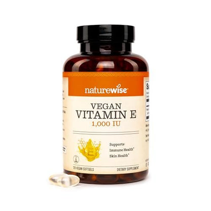 NatureWise Vitamin E 1000 IE Weichkapseln (450 mg dL-Alpha) - Vegan, glutenfrei, sojafrei, nicht-GMO Antioxidans Nahrungsergänzungsmittel für Haut-, Herz-, Augen- und Immununterstützung - 60-Tage-Vorrat, 120 Stück