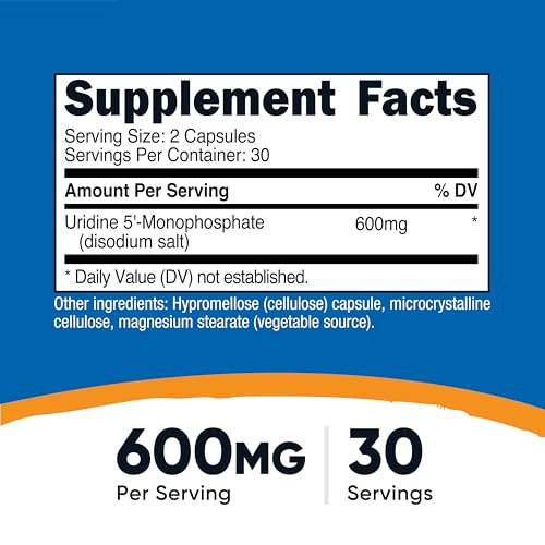 Nutricost Uridinmonophosphat (UMP) 60 Kapseln, 600 mg pro Portion – Vegan, 30 Portionen