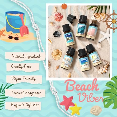 ARVIDSSON Beach Fragrance Öle Set – Sommerliche Duftöle für Diffuser, Kerzenherstellung & Home – Beachy Breeze, Ocean Air, Pina Colada, Pink Sand, Sea Salt, Island Time