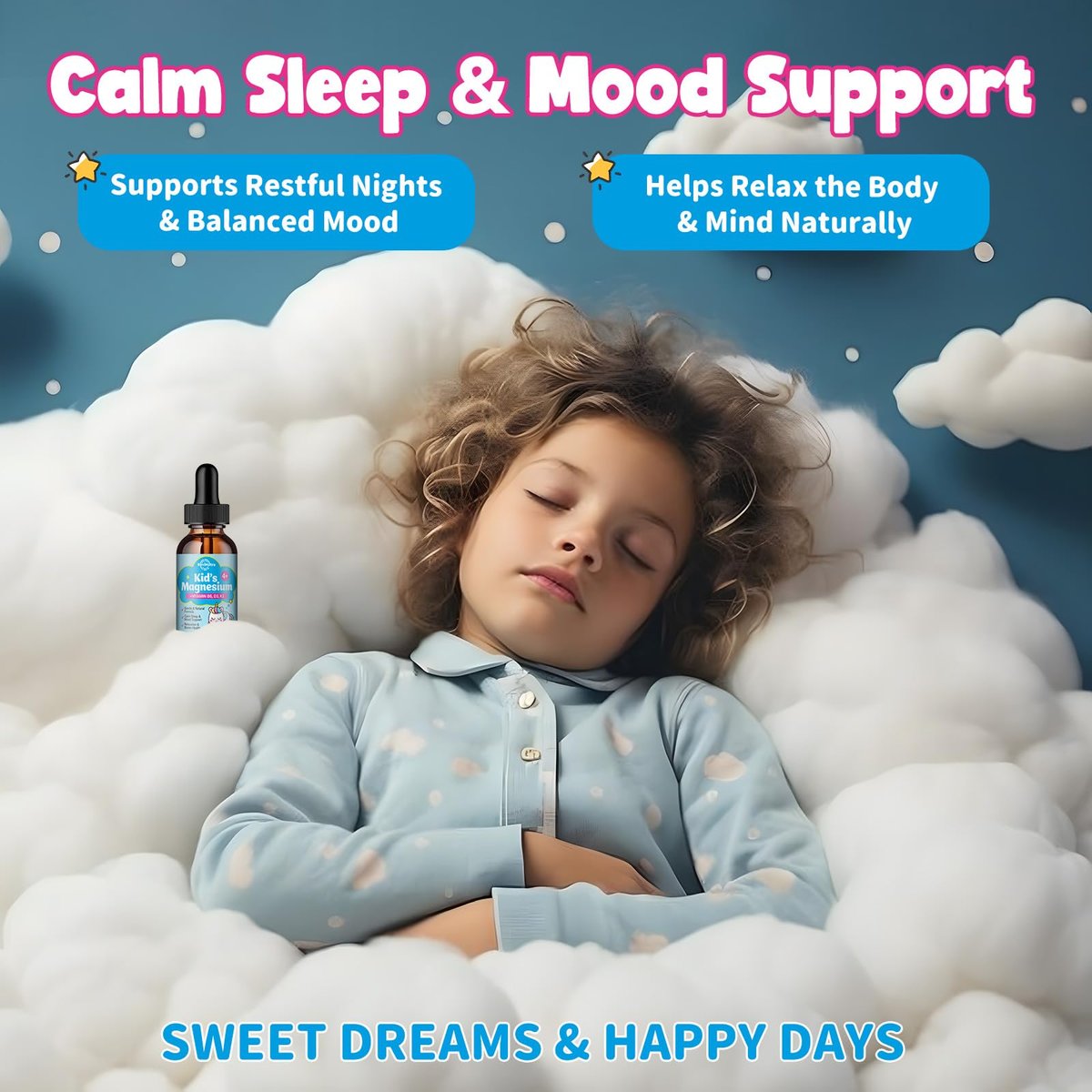 ReviNutra Kids Magnesium Glycinate Liquid Drops mit Omega-3, Ashwagandha, Vitamin B6, D3, K2, Calcium & Kamille – Magnesiumtropfen für Kinder Schlaf, Ruhe, Konzentration, Gehirn & Stimmung – Erdbeergeschmack