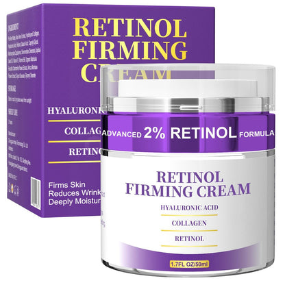Retinol-Creme für das Gesicht, Halscreme zur Straffung und Festigung, Anti-Aging-Gesichtsfeuchtigkeitscreme für Tag & Nacht mit Kollagen, Hyaluronsäure für erschlaffte Haut, Falten, 1,7 Fl Oz