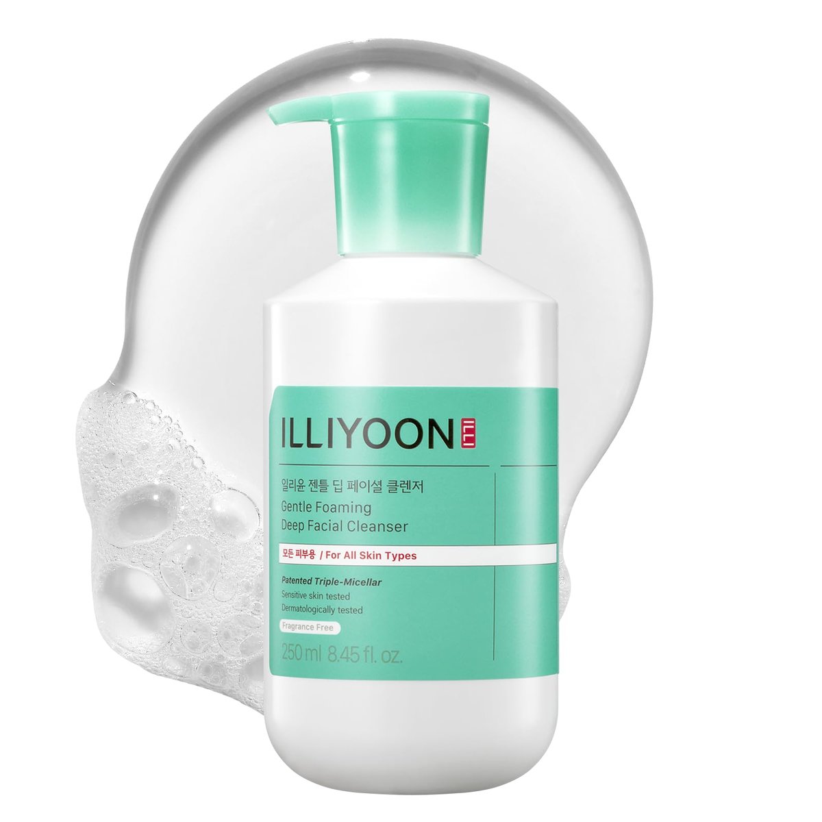 Illiyoon Sanfter Tiefenreiniger | Low-pH Gel-to-Foam Gesichtsreiniger für empfindliche Haut, feuchtigkeitsspendender Gel-Reiniger & täglicher Make-up-Entferner, koreanische Hautpflege, 250 ml