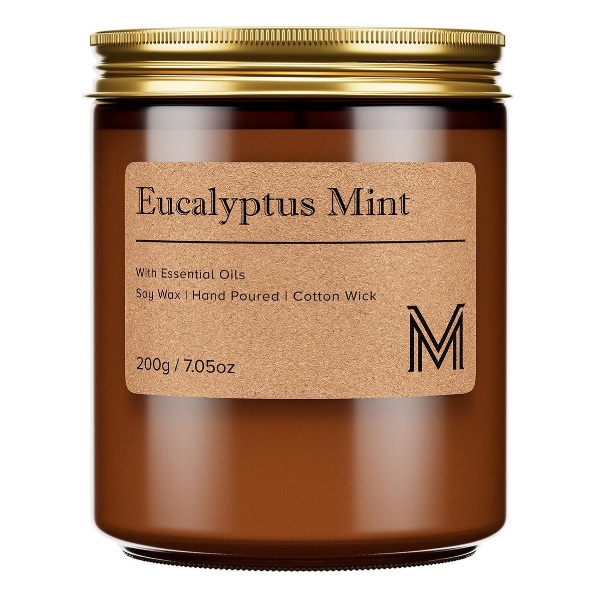 M&SENSE Eukalyptus-Minze Duftkerze Geschenk, Aromatherapie Kerzenset für Frauen, Sojawachs Kerzen langanhaltend, Bernsteinfarbenes Glas Kerze Geschenk für Weihnachten, Erntedankfest, Feiertage