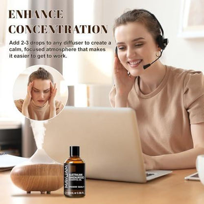 MAYJAM Australisches Sandelholz Ätherisches Öl 100 ml – Reines Sandelholzöl für Massage, Hautpflege, Haarpflege, Diffuser, Kerzen- und Seifenherstellung