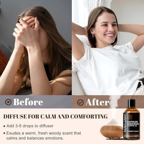 MAYJAM Australisches Sandelholz Ätherisches Öl 100 ml – Reines Sandelholzöl für Massage, Hautpflege, Haarpflege, Diffuser, Kerzen- und Seifenherstellung
