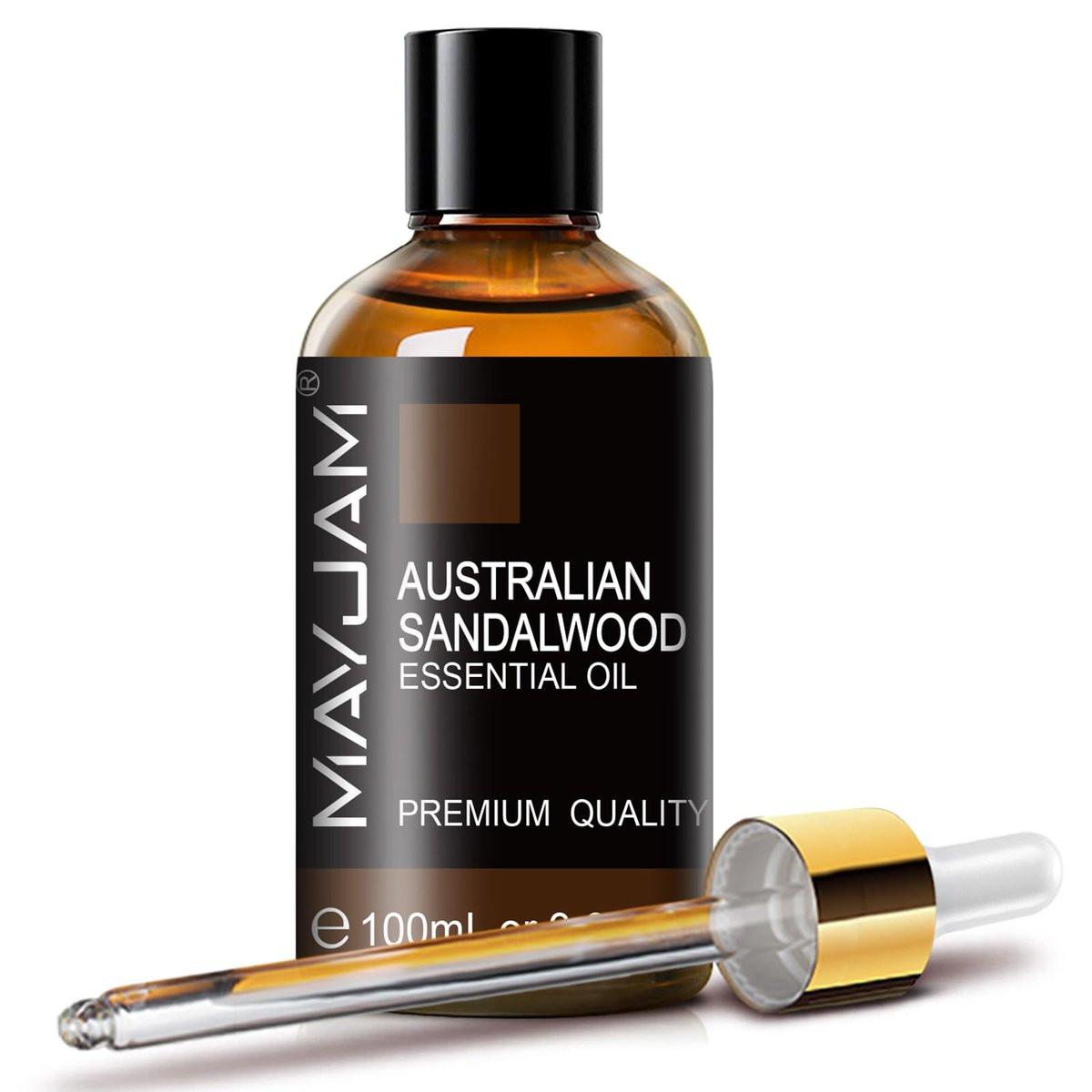 MAYJAM Australisches Sandelholz Ätherisches Öl 100 ml – Reines Sandelholzöl für Massage, Hautpflege, Haarpflege, Diffuser, Kerzen- und Seifenherstellung