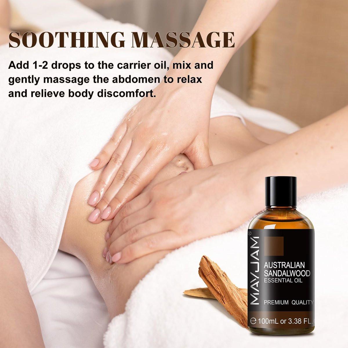 MAYJAM Australisches Sandelholz Ätherisches Öl 100 ml – Reines Sandelholzöl für Massage, Hautpflege, Haarpflege, Diffuser, Kerzen- und Seifenherstellung