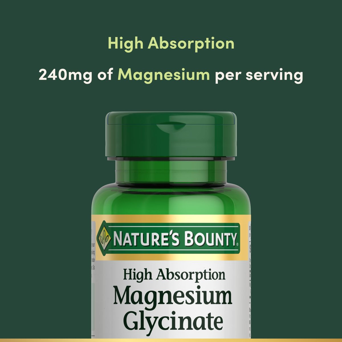 Nature's Bounty Magnesium Glycinat 240 mg – 120 Kapseln für Muskelentspannung, Knochen-, Herz- und Nervengesundheit – Nicht-GVO, glutenfrei, vegetarisch