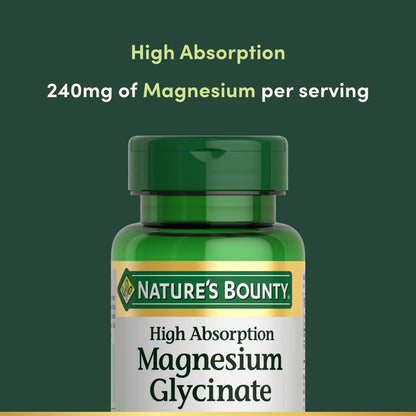 Nature's Bounty Magnesium Glycinat 240 mg – 120 Kapseln für Muskelentspannung, Knochen-, Herz- und Nervengesundheit – Nicht-GVO, glutenfrei, vegetarisch
