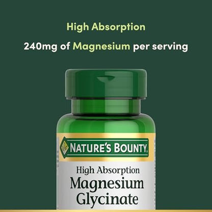 Nature's Bounty Magnesium Glycinat 240 mg – 120 Kapseln für Muskelentspannung, Knochen-, Herz- und Nervengesundheit – Nicht-GVO, glutenfrei, vegetarisch