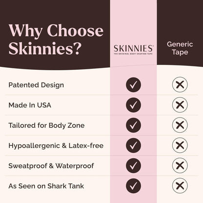 Skinnies Instant Lifts Neck Tape – Patentiert & Hergestellt in den USA – Glättet Linien & Strafft schlaffe Haut für einen jugendlichen Look – Unsichtbar unter den Haaren – 15 Paare